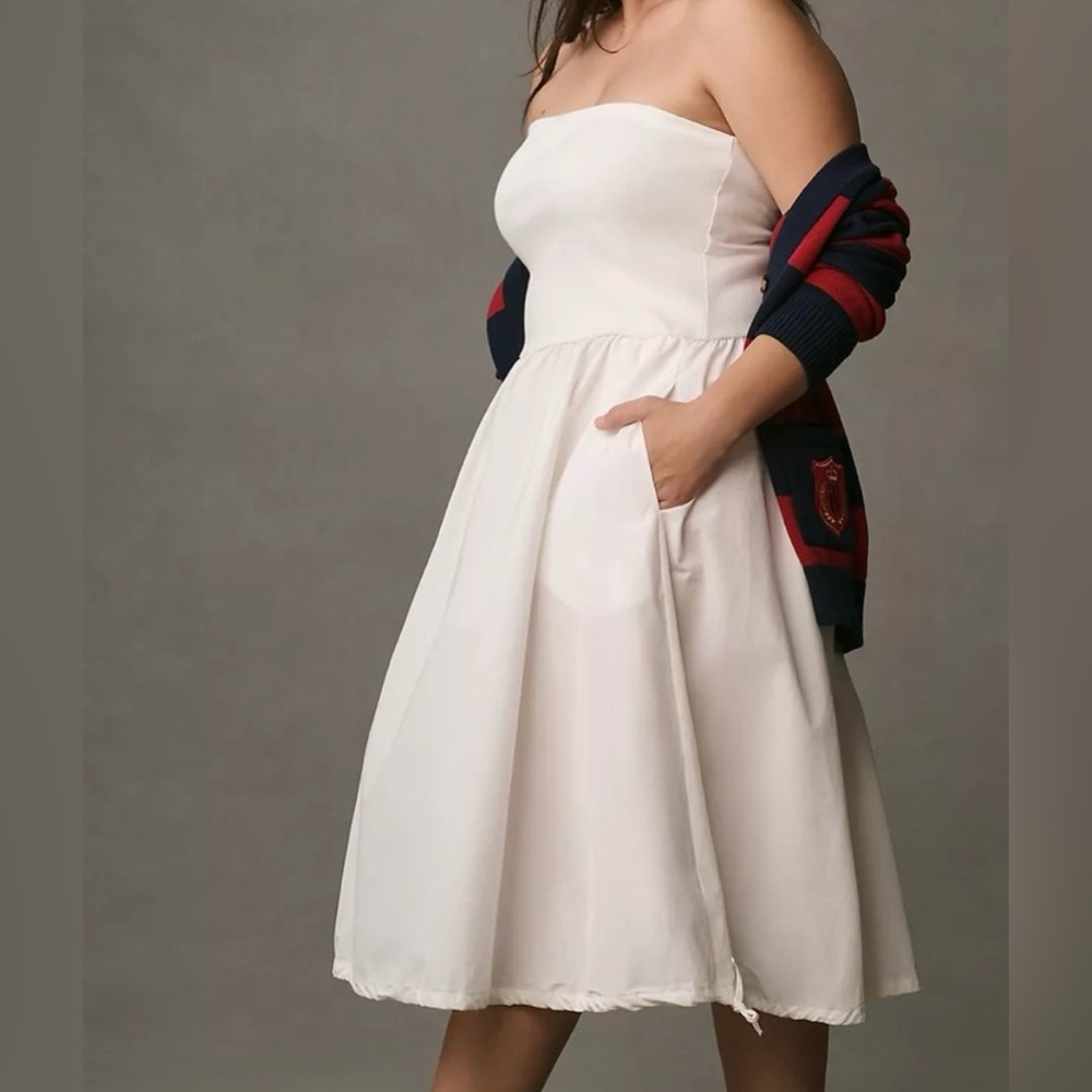 Anthropology Daily Practice Strapless Dress with Removable Straps, White